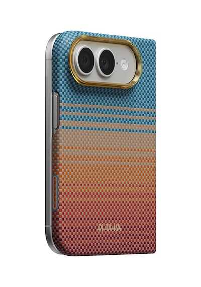 Apple Uyumlu iPhone Duo Kılıf M-safe Özellikli Aramid Fiber Pitaka Sunset 2.0 California Dream Mavi-kahverengi Mavi - Kahverengi