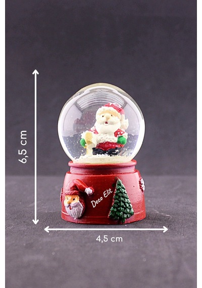 Yeni Yıl Noel Baba Temalı Mini Boy Işıklı Kar Küresi 6,5 Cm