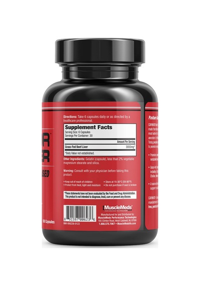 Musclemeds Carnivor Grass-fed Beef Liver 180 Capsules
