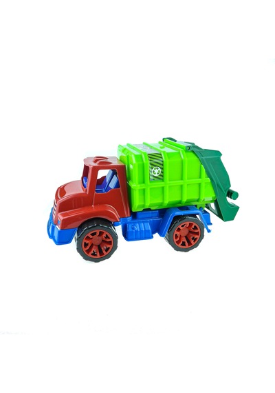 Oyuncak Çöp Kamyonu Ve Çöp Kovası Seti 25x15x13cm Hareketli Kasa Açık Bej