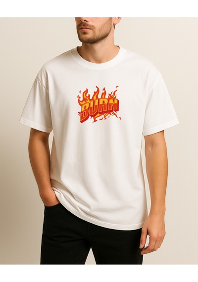Hugo Boss Burn Baskılı T-shirt Beyaz