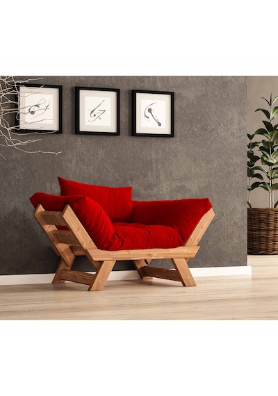 Woodesk Adalar Masif Tik-kırmızı Renk Berjer Cpt8155-140 Kırmızı