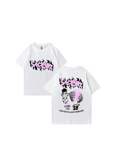 Flood Of Style Junior H Sad Boyz Grafik T-shirt Erkek Kadın Harajuku Yüksek Kalite Kısa Kollu Sokak H Beyaz