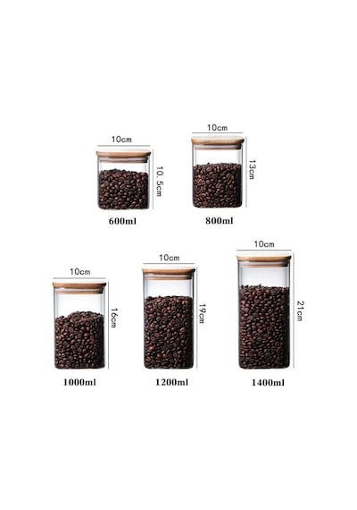 1400ml Sızdırmaz Vakumlu Bambu Kapaklı Borosilikat Cam Kavanoz Hava Geçirmez & Dayanıklı Gıda Saklama Kabı Diğer