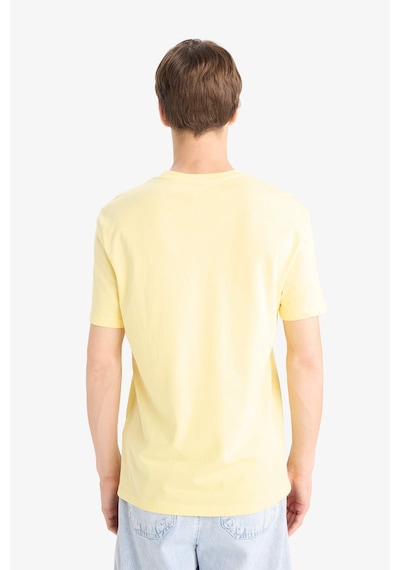 Defacto Regular Fit Bisiklet Yaka Baskılı Kısa Kollu Tişört F8542ax25hsyl115 Sarı