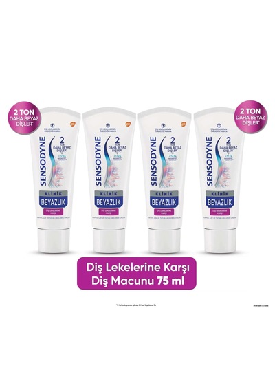 Sensodyne Klinik Beyazlık Diş Lekelerine Karşı Diş Macunu 4 x 75 ML