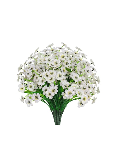6lı Set Yapay Çiçek Sazlı Mine Beyaz Renk 5 Dallı 33cm