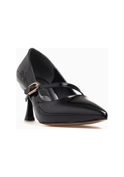 Kuum Kadın Stiletto Ayakkabı 26y K145-26204 Siyah Rugan