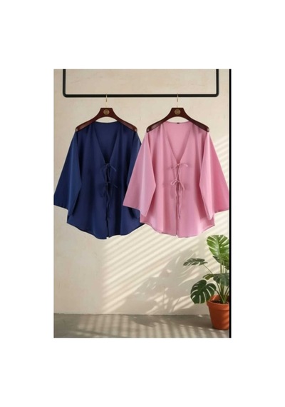 Unika Boutique Önü Baglamalı Kimono 2 Li Pembe Lacivert Blackbonds Lacivert2