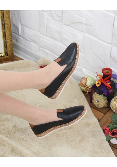 Nesil Shoes Syg P01 Siyah Hakiki Deri Kadın Ayakkabı-siyah Siyah