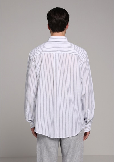 Colin's Colins Regular Fit Shirt Neck Çizgili Erkek Lacivert Uzun Kol Gömlek Cl1080091 Q1.v2 Nav