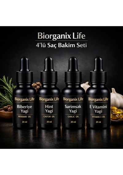 Life 4 Lü Saç Bakım Seti Biberiye + Hint + Sarımsak + E Vitamini Güçlü & Dolgun Görün