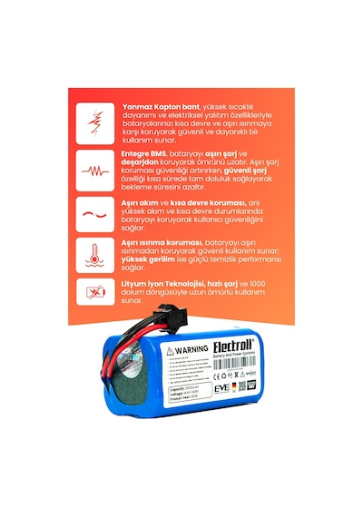 Tesvor T8 Uyumlu Batarya Yüksek Kapasite 2800mah Pil Robot Süpürge Bataryası