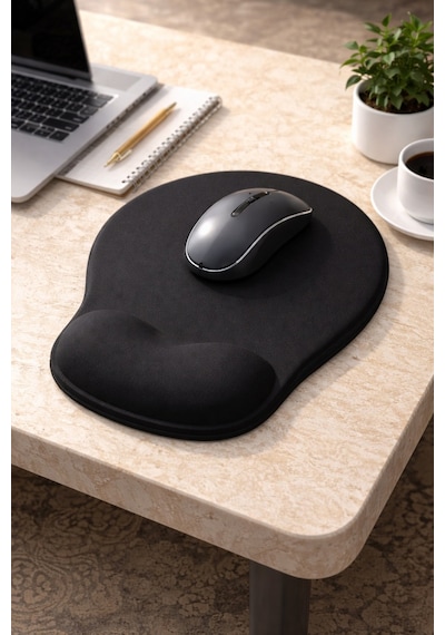 Black Flex Memory Foam Ergonomik Bilek Destekli Siyah Mause Pad
