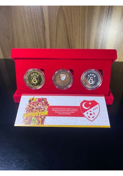 Galatasaray 23. Şampiyonluk Gümüş Au Kaplama Gümüş Bronz Hatıra Para Seti