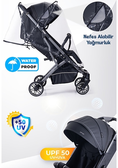 Prego Lotus Pro Kabin Boy Travel Bebek Arabası -tek Elle Katlanır-hafif -uv Tenteli -yağmurluk-örtü-kılıf