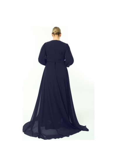 Ladies First Büyük Beden 3703 Lacivert Uzun Abiye Elbise