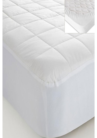 Evony Fitted Kapitoneli 160x200 Cm Çift Kişilik Yatak Koruyucu Çarşaf Beyaz