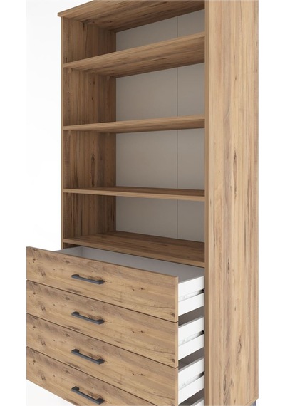Hyperion Dolap 4 Raflı 4 Çekmeceli 88x44x195 Çam-çam Çam