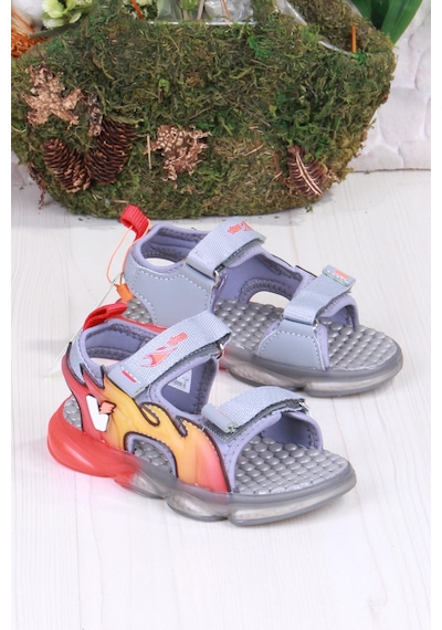 Vicco 332.b25y.256 Jack Gri Rahat Esnek Işıklı Erkek Çocuk Sandalet Gri
