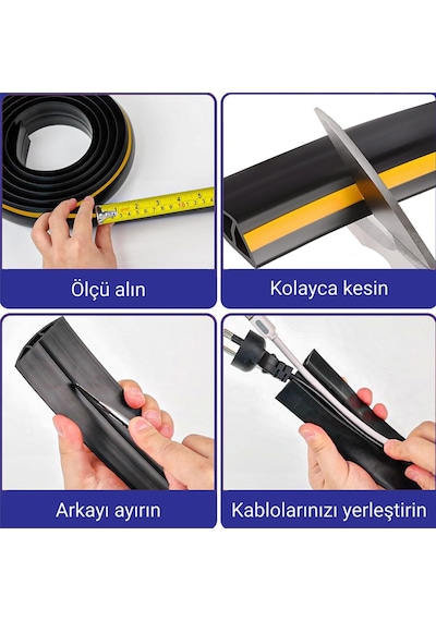 Greentech Esnek Kablo Kanalı Şeritli Siyah/gt-kk08