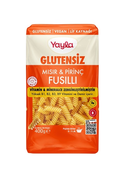 Yayla Glutensiz Zengin Mısır Pirinç Fusilli 400 G - 7 Adet Tarı