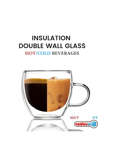 Çift Duvar Cam Kahve Kupaları 4-6oz Yalıtımlı Kahve Fincanı Seti - Çift Espresso, Cappuccino, Latte, Sıcak/soğu Diğer