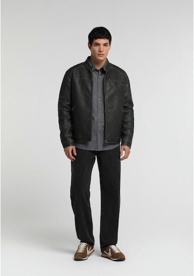 Colin's Colins Slim Fit Dik Yaka Fermuarlı Astarlı Erkek Siyah Mont Pu Cl1082070 Q1.v1 Blk