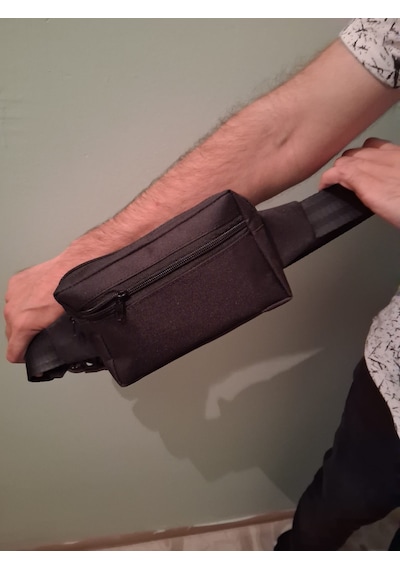 Unisex Slim Fit Köşeli Çapraz Göğüs Çantası İmperteks Body Bag Emre Çanta Dikim Evi Logosuz Sade Tasarım Siyah