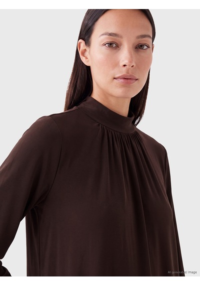 Lcw Everyday Kahverengi Soft Touch Büzgülü Kadın Tunik