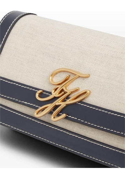 Tommy Hilfiger Th Scrıpt Flap Crossover Canvas Kadın Mavi Çanta - Aw0aw18737