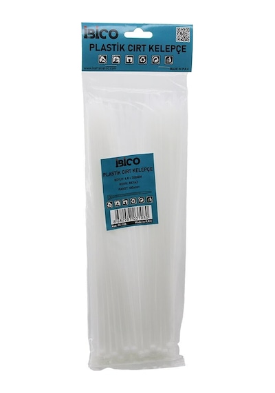 İbico İ13-108 Cırt Kelepçe Kablo Bağı - Beyaz, 4.8x300 Mm, 100 Adet- 10'li Paket Diğer