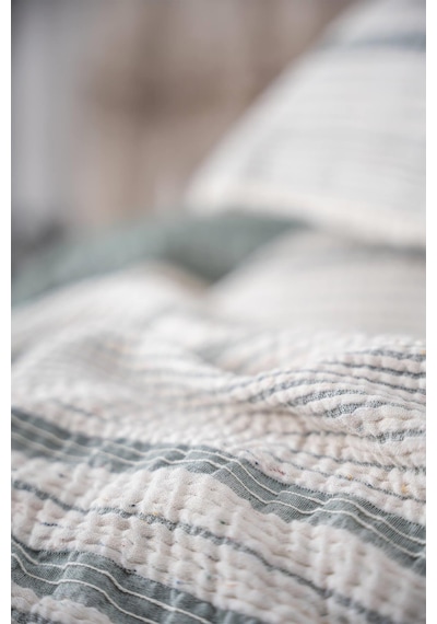 Ecocotton Hivda Yeşil %100 Organik Pamuk Müslin Dolgulu Çift Kişilik Yatak Örüsü Yeşil