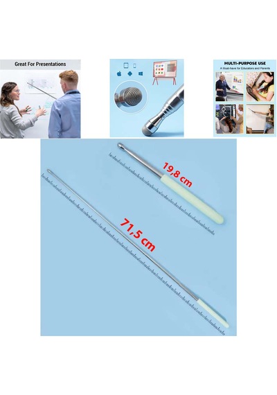 Dokunmatik Tablet Telefon Akıllı Tahta 71,5 Cm Uzayan Teleskopik Çubuk Dokunmatik Uç Sunum Vb Çubuğu Siyah