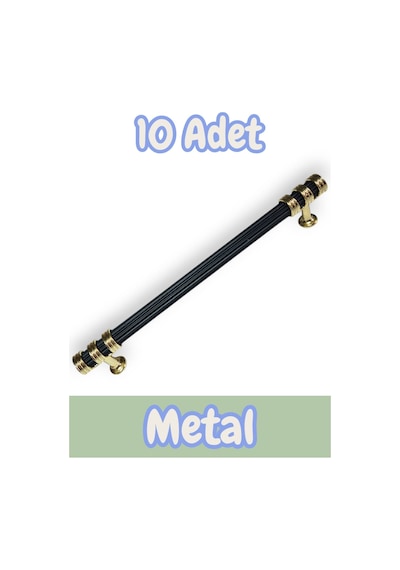 Çizgili Nesli Alüminyum Metal Lüks Modern Mobilya Çekmece Mutfak Dolabı Kulpu Siyah-altın 160mm 10 Adet Siyah - Altın