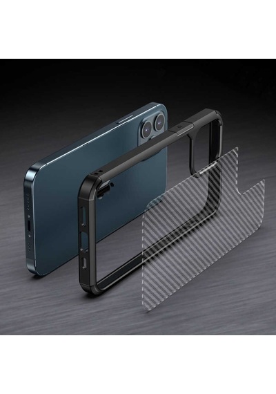 Apple Uyumlu  iPhone 12 Pro Max Kılıf Zore Inoks Fiber Yüzey Tasarım Kılı