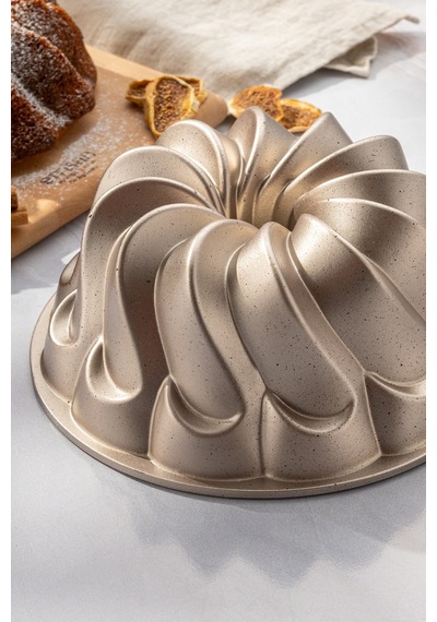 Emsan Golden Flora Döküm Kek Kalıbı 25 Cm Gold