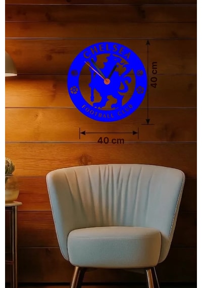 Mey İthalat Chelsea Fc Logolu Ahşap Duvar Saati - 40x40 Cm Taraftar Hediyesi Çok Renkli