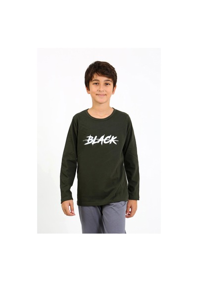 Akbeniz Erkek Çocuk Uzun Kol Penye Pijama Takım 20437 Haki
