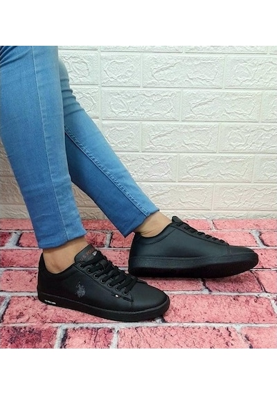 U.S. Polo Assn. U.S.Polo Franco Siyah Düz Tabanlı Sneaker Bayan Erkek Spor Ayakka U.S. Polo Assn. U.S.Polo Franco Siyah Düz Tabanlı Sneaker Bayan Erkek Spor Ayakka