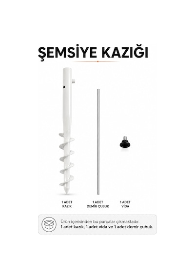 Beyaz Renk Plaj Şemsiye Kazığı 46 Cm