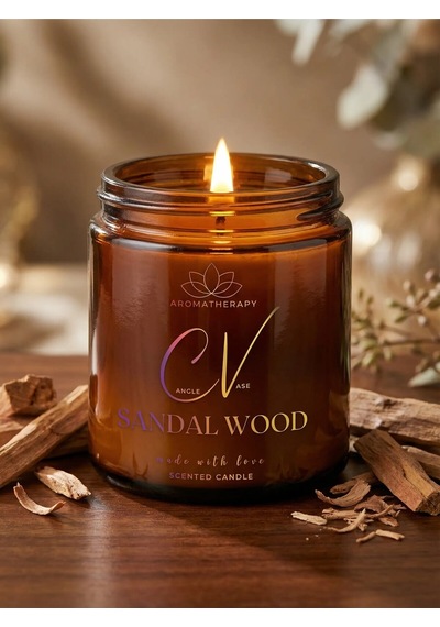 Sandal Ağacı Kokulu Mum- Aromaterapi Mum 100cc- %100 Doğal Soya Wax Mum Amber