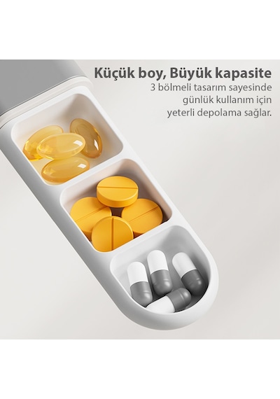 Ezere Taşınabilir 3 Bölmeli Nem Geçirmez Mini Hap,ilaç Saklama Kutusu - Bpa İçermez Beyaz