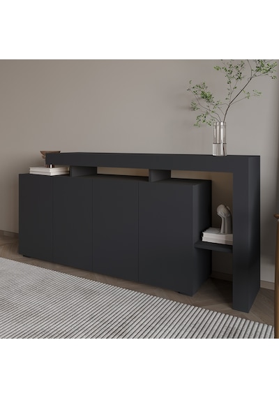 İnarch Dizayn Beliz Led Işıklı Modern Konsol 170 Cm, 4 Kapaklı Ve İç Raflı Depolama, Tasarım Antrasit İnarch Dizayn Beliz Led Işıklı Modern Konsol 170 Cm, 4 Kapaklı Ve İç Raflı Depolama, Tasarım Antrasit