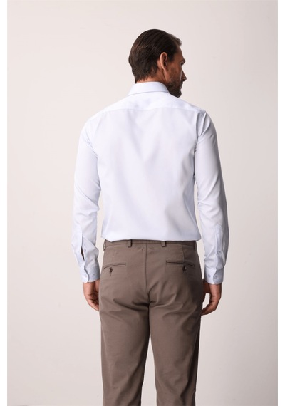 İgs Açık Mavi Slim Fit Dar Kalıp Klasik Yaka Düz Uzun Kollu Cepsiz %100 Pamuk Non Iron Gömlek -26241