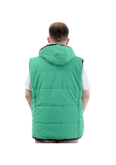 Mode Xl Erkek Büyük Beden Şişme Yelek Cepli Çıkarılabilir Kapüşonlu U24703 Yeşil