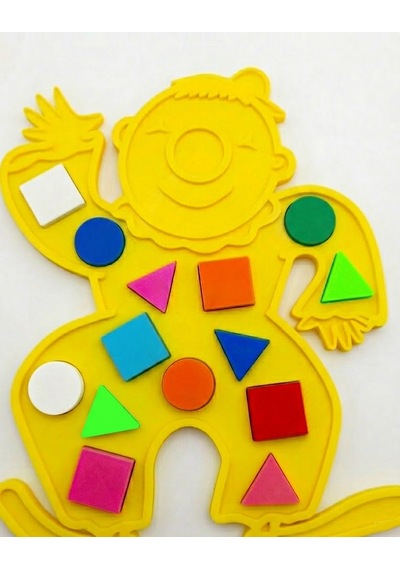 Eğitici Geometrik Şekiller - Renkli Şekil Eşleştirme - Zeka Geliştirici Çocuk Puzzle - Sarı