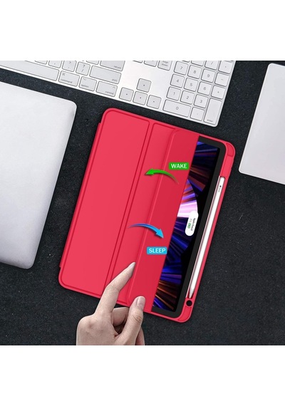 Apple Uyumlu iPad, Pro 12.9 5. Nesil 2021 Kılıf Kalem Bölmeli Smart Case