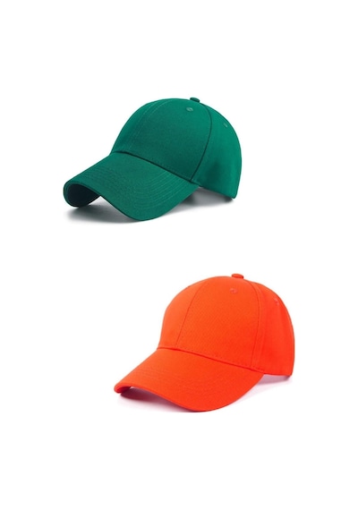 Ritagarcia Unisex Ayarlanabilir Spor Sarı-mor Basic Kep Şapka 2'li Set Turuncu