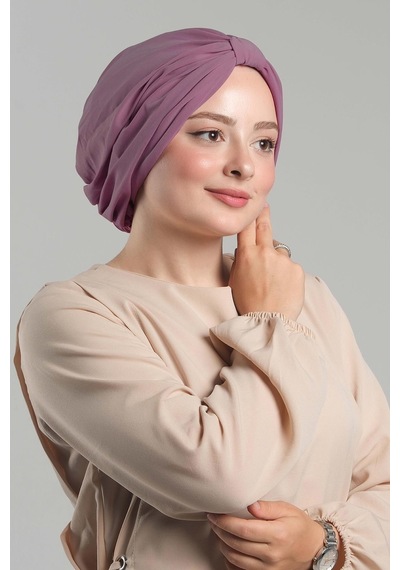 Hürrem Bone Gül Kurusu Pratik Hazır Geçmeli Tesettür Bone Sandy Pileli Salaş 2121 18 Gül Kurusu Gülkurusu